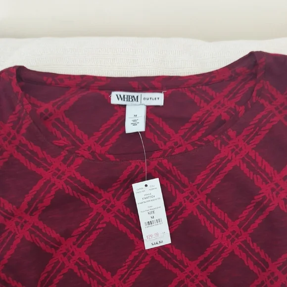 White House Black Market Red Patterned Top - Picture 4 of 5